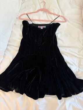 Urban Outfitters Black Velvet Mini Dress with Spaghetti Straps